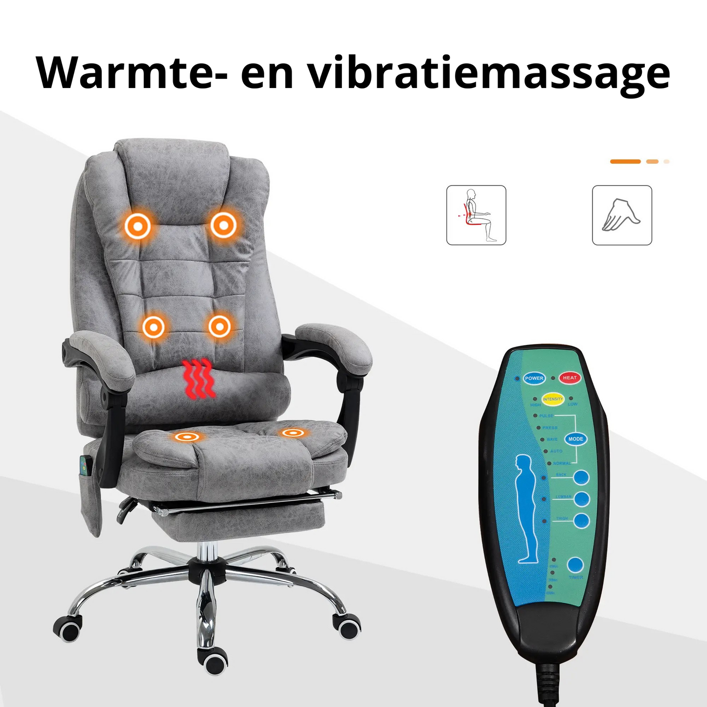 Nancy's Manciano Massage Bureaustoel - Massagestoel - Kantoorstoel - Verstelbaar - Grijs