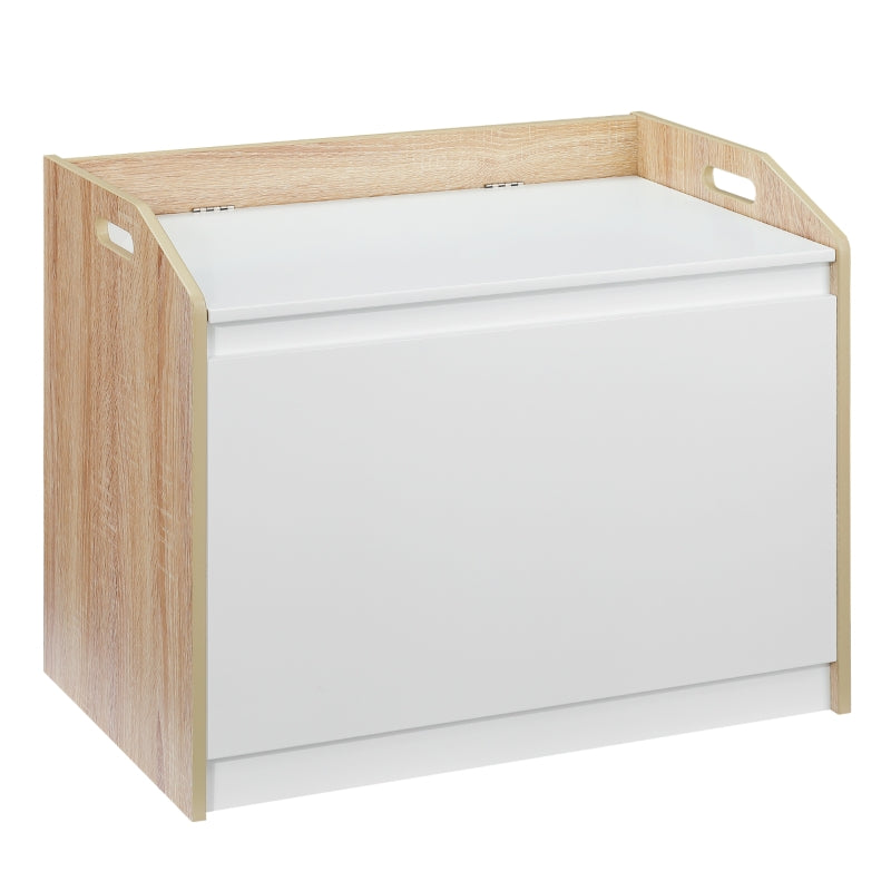 Nancy's Peterlee Banc avec espace de rangement Commode 2 en 1, table de chevet, boîte de rangement blanc + naturel