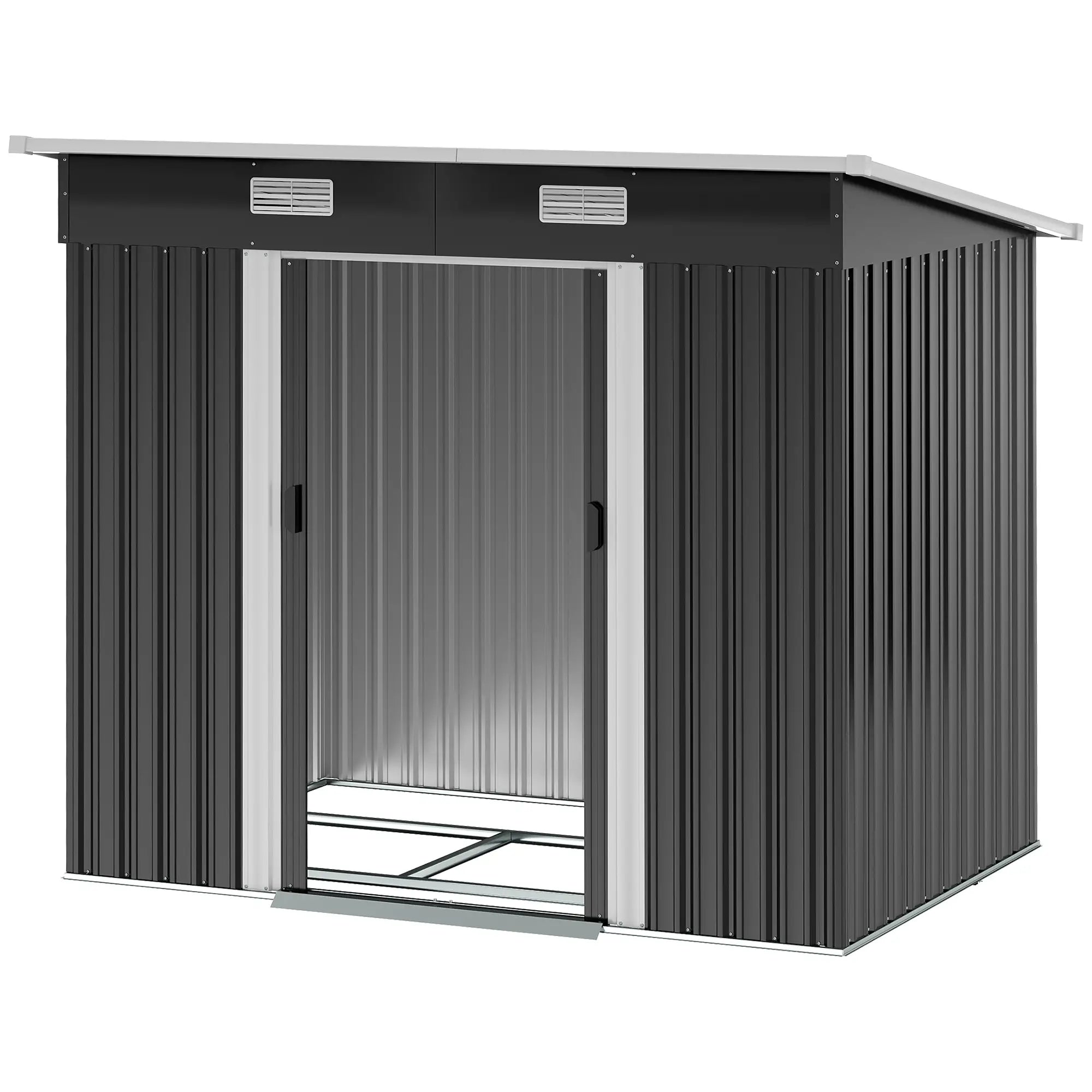 Nancy's Lemie Opbergschuur - Tuinschuur - Gereedschapsschuur - Zwart - Staal - ± 205 x 130 x 180/160 cm