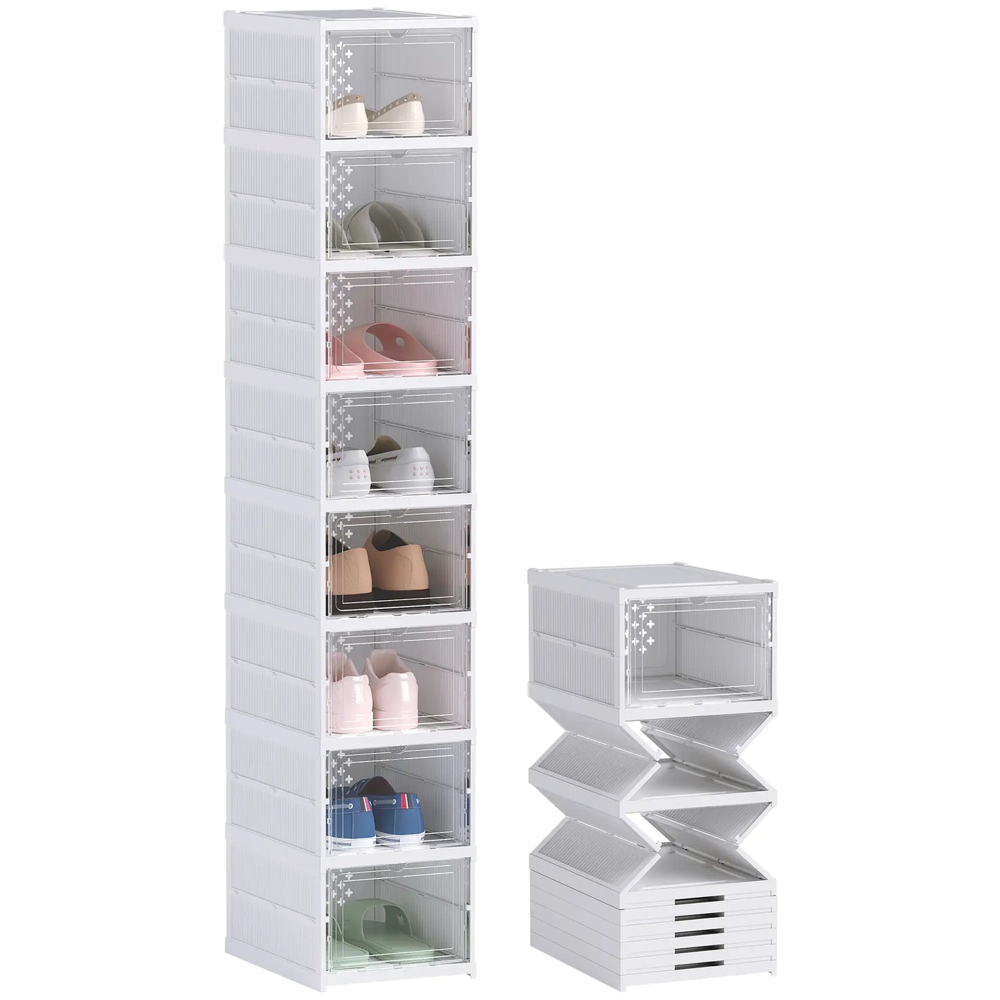 Nancy's Fiumicello Schoenenkast - Opbergkast voor Schoenen - Wit - ± 25 x 35 x 140 cm