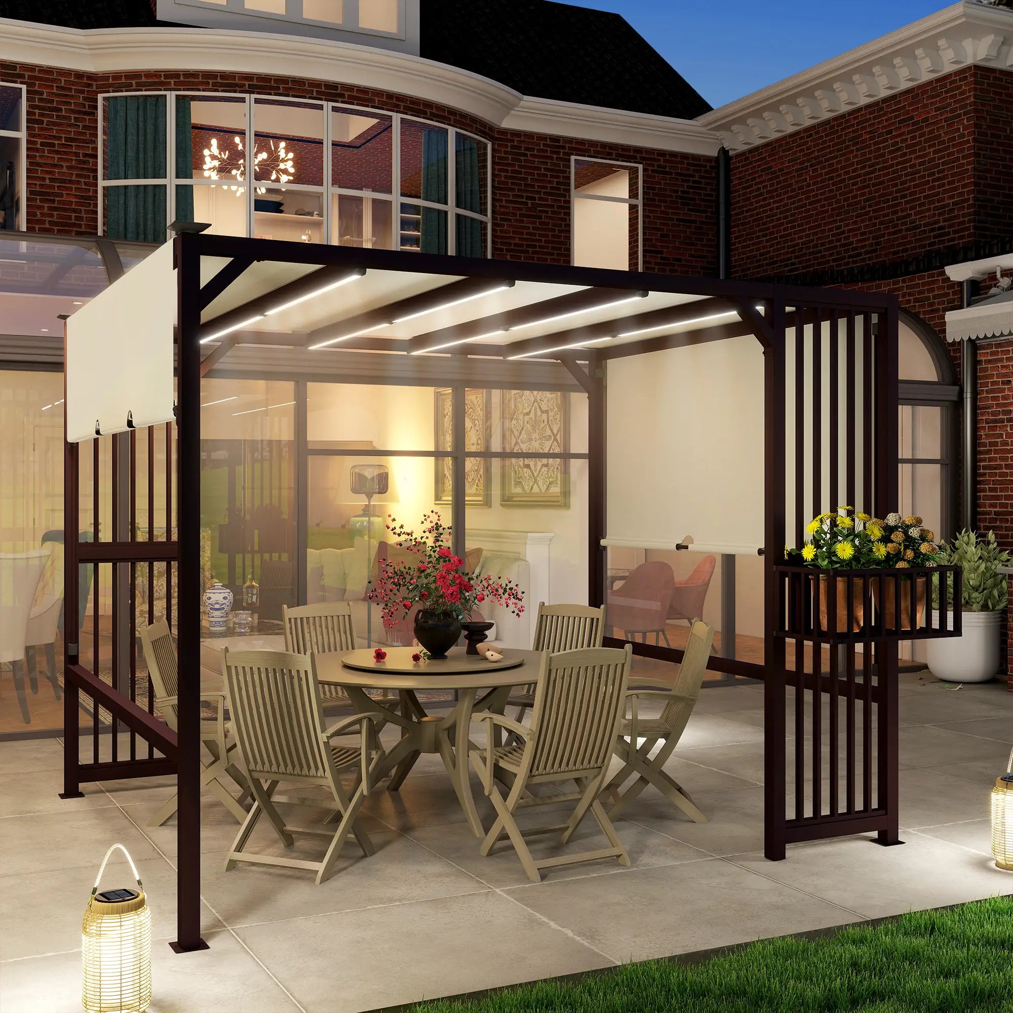 Nancy's Gallicano Pergola - Terras Overkapping - Bruin - ± 295 x 250 x 230 cm