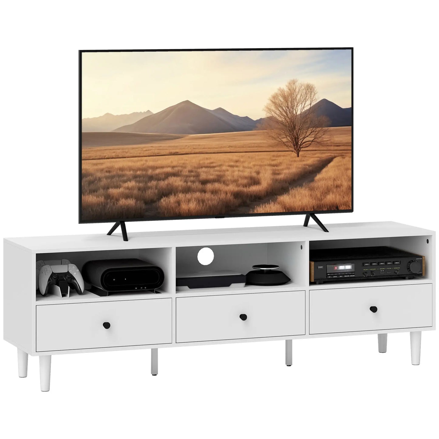 Nancy's Delianuova TV-Meubel - TV Kast - Lowboard - Wit - ± 140 x 35 x 45 cm