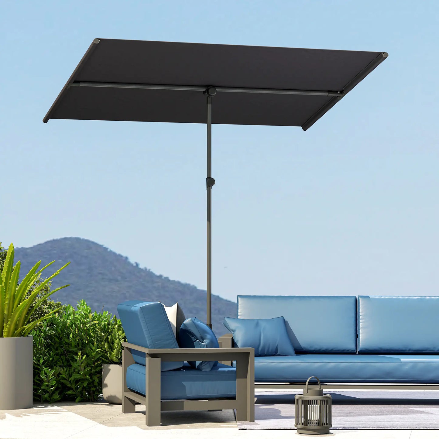Nancy's Crecchio Parasol - Tuinparasol - Verstelbaar - Grijs - 150 x 205 x 120-215 cm