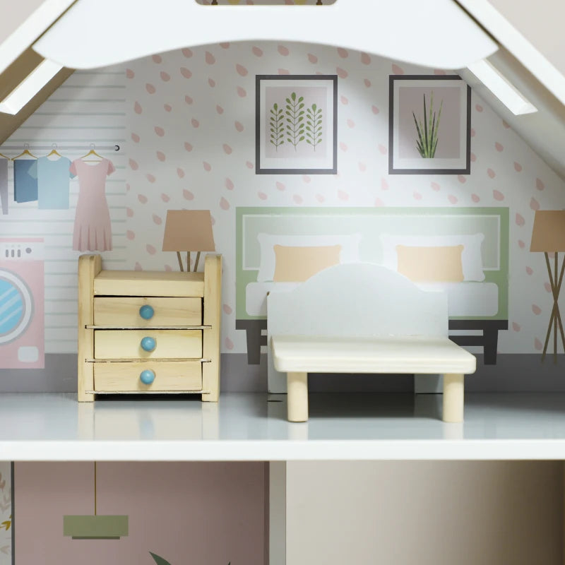 Nancy's Pechao Poppenhuis - Speelhuis - Inclusief Accessoires - Grijs - Dennenhout