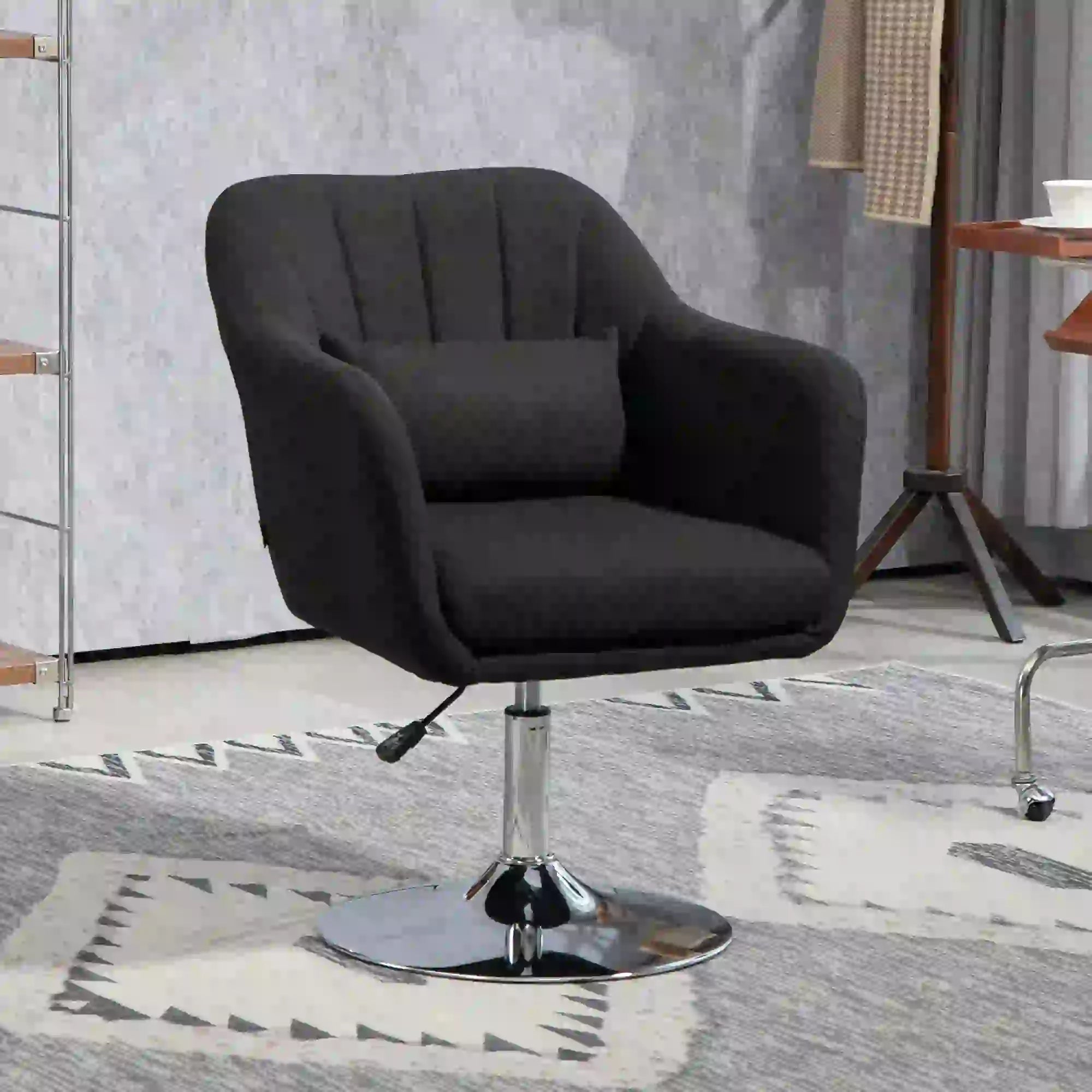 Nancy's Galliate Draaifauteuil - Draaistoel - Loungestoel - Zwart - Linnen