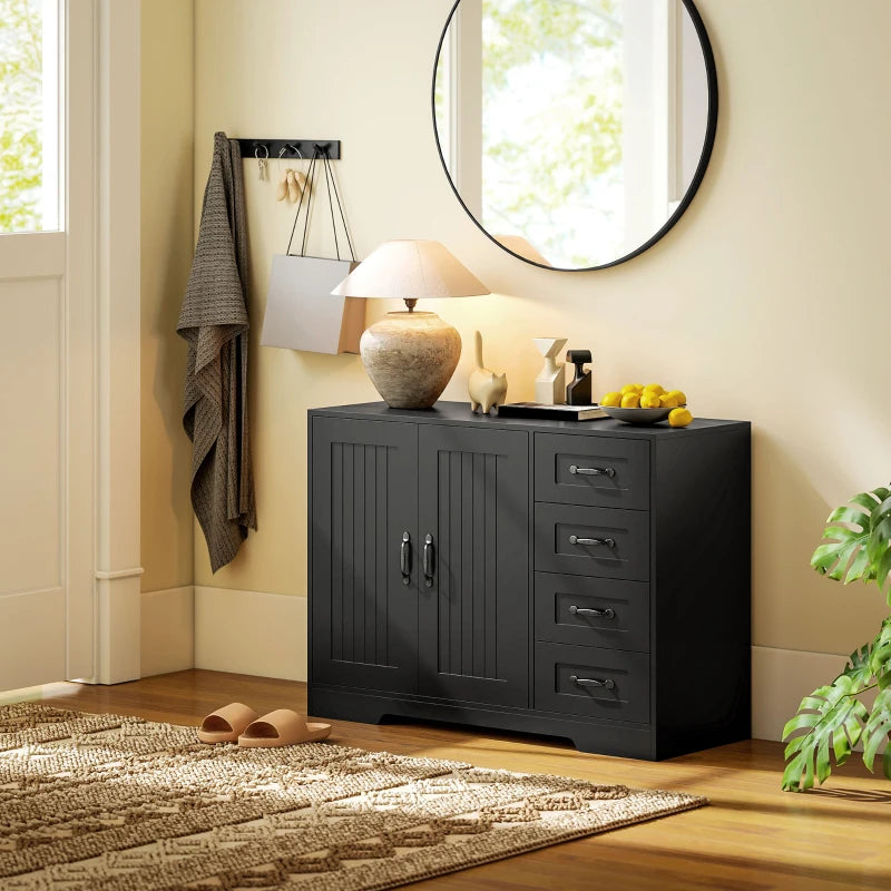 Nancy's Melilli Commode - Opbergkast - Ladekast - Zwart - ± 105 x 40 x 75 cm