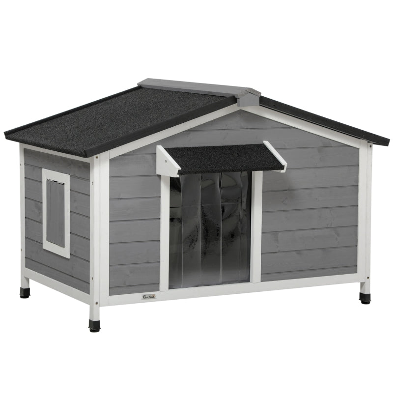 Niche pour chien en bois massif Nancy's Grandville, niche pour chien résistante aux intempéries avec toit en asphalte et plancher amovible