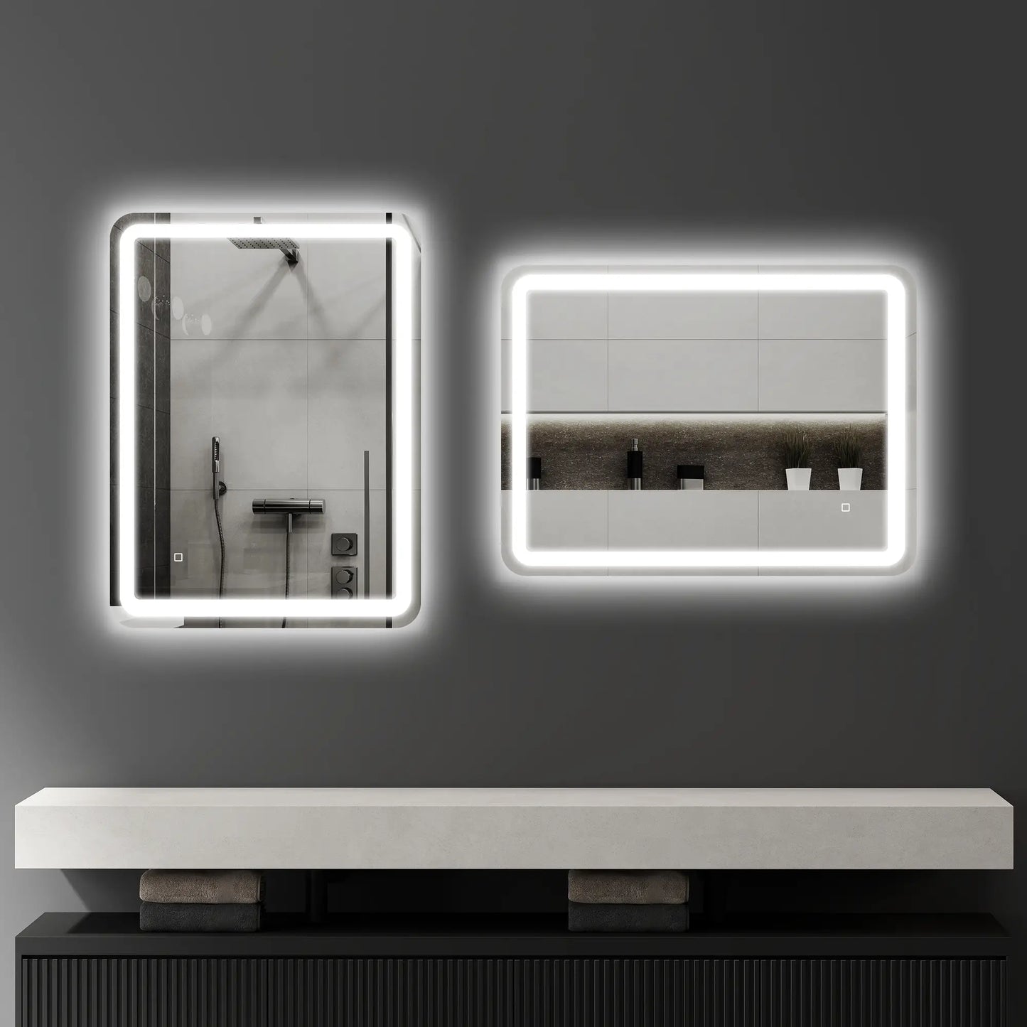 Nancy's Longa Badkamerspiegel - Met LED Verlichting - Anti Condens - Zilver - 60 x 80 cm