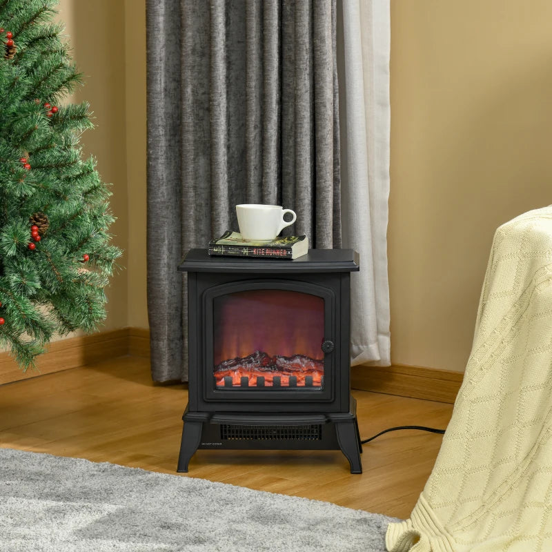 Nancy's Bisenti Electric Fireplace - Mobile Heater - Flame Effect - 2 Heating Settings - Black