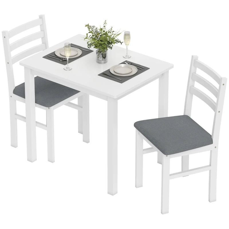 Nancy's Mirto Eettafel Rechthoekig met 2 Stoelen - Eetkamertafel - Keukentafel - Eettafel set - Wit / Grijs