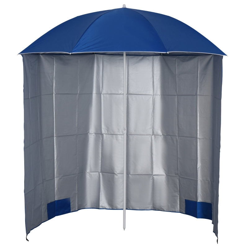 Nancy's Addison Parasol - Strandparasol - Zijwand - Blauw - 2-Delig - Polyester - Waterafstotend - Afneembare Zijwand - Ø 220 cm