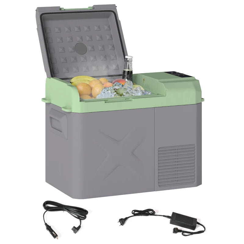 Nancy's Sovere Koelbox - Koeler - AC / DC Adapters - LED-Verlichting en Display - Grijs / Groen - 24,2 Liter