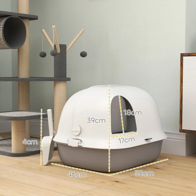 Nancy's Bustelo Kattenbak - Katten Toilet - Katten WC - Grijs / Wit - ± 60 x 45 x 40 cm