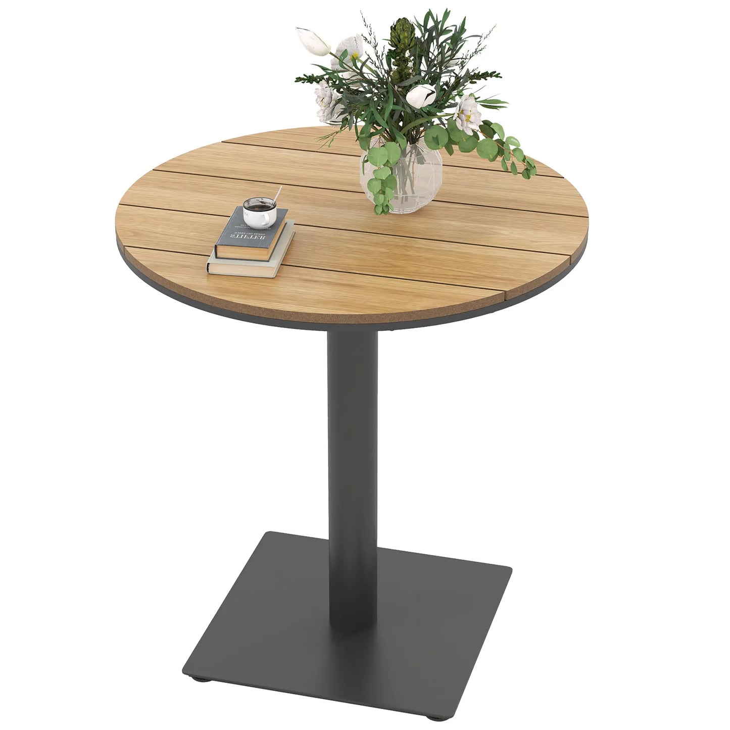 Nancy's Gerfalco Tuintafel - Balkontafel - Natuurlijk Hout - Staal / Kunststof - ± Ø 70 x 75 cm
