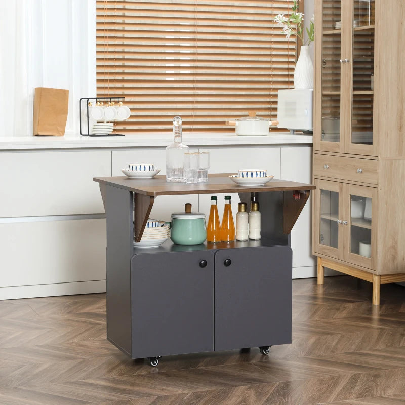 Nancy's Misterbianco Bijzettafel op Wieltjes - Bijzettafeltje - Klaptafel - Multifunctioneel - Grijs / Bruin