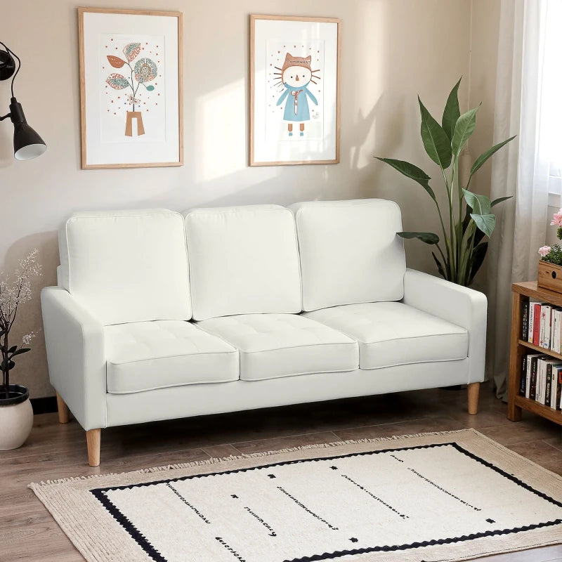 Nancy's Minozzo 3-Zitsbank - Driepersoonsbank - Bank 3 personen - Crèmewit - Fluweel - ± 185 x 80 x 80 cm