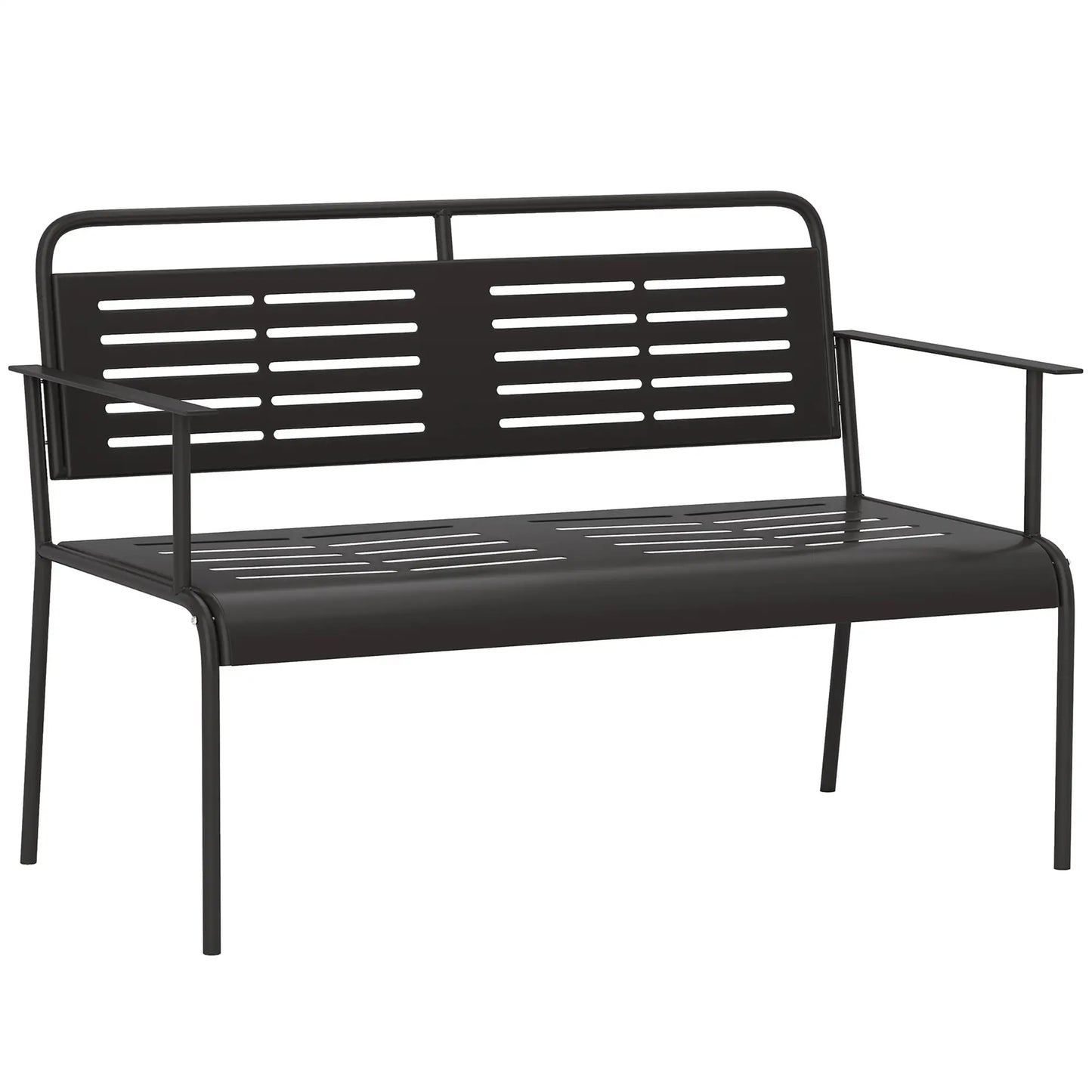 Nancy's Follo Tuinbank - Parkbank - Balkonbank - Zwart - Staal - ± 120 x 65 x 85 cm