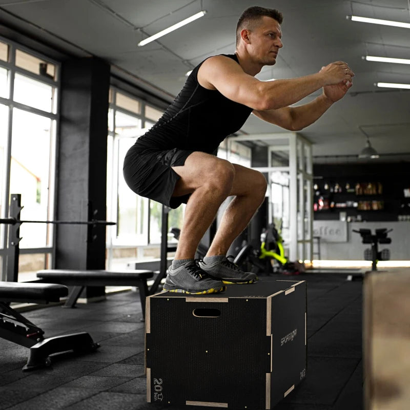 Nancy's Barbiano Plyo Box - Spring Box - Plyometric Box - Adjustable Height - Black - Beech Wood