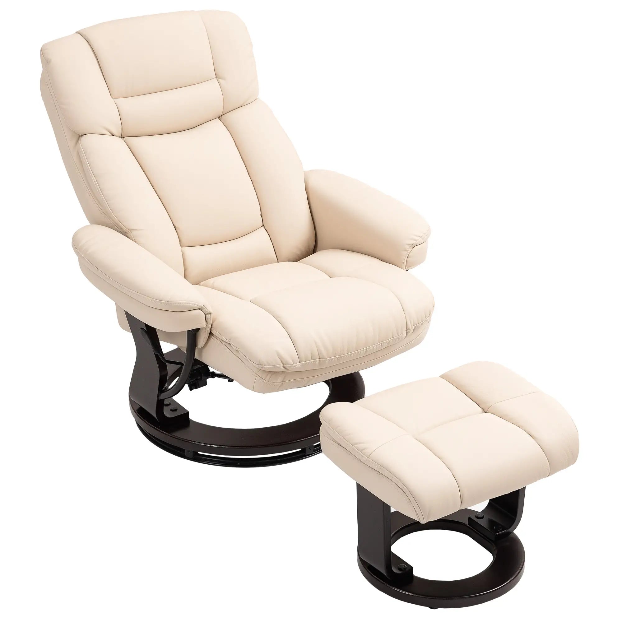 Nancy's Crevacuore Relaxfauteuil met Hocker - Loungestoel - Relaxstoel - Crèmewit - Kunstleer
