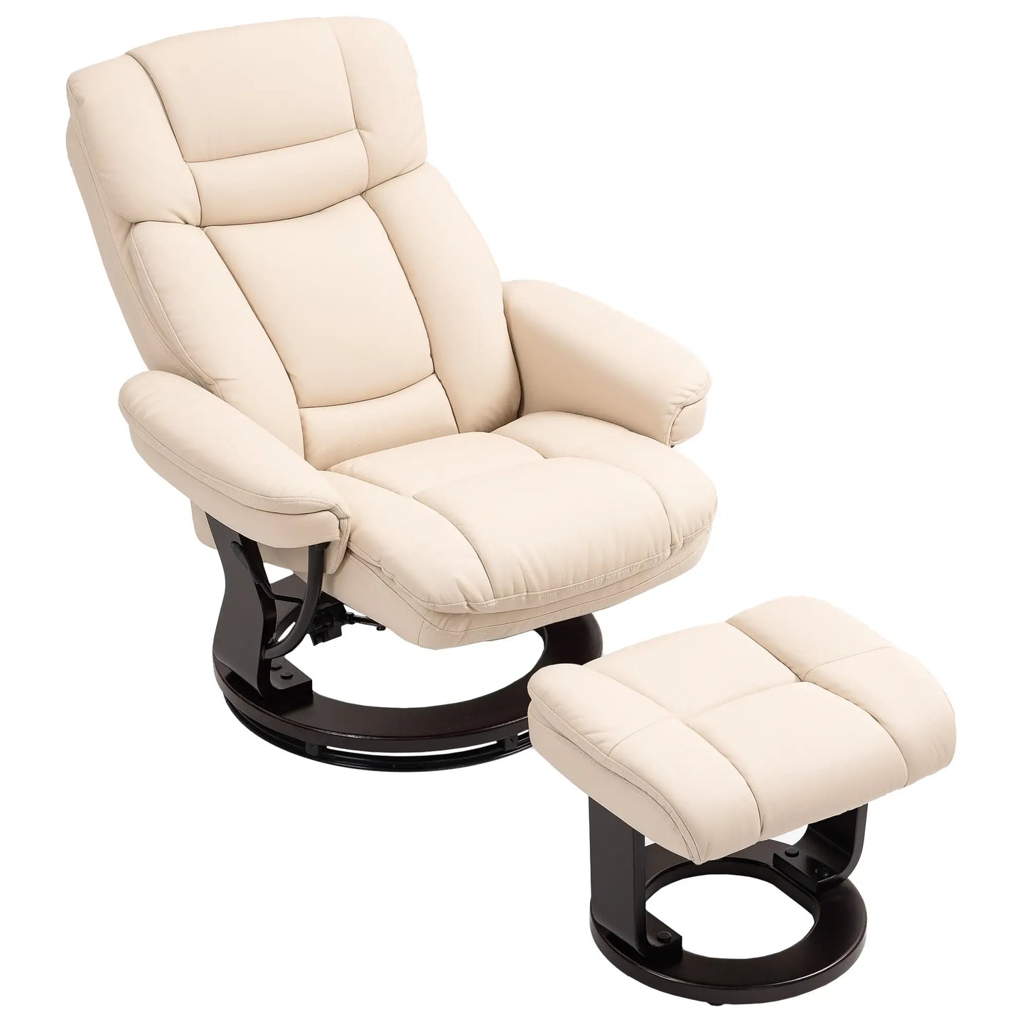 Nancy's Crevacuore Relaxfauteuil met Hocker - Loungestoel - Relaxstoel - Crèmewit - Kunstleer