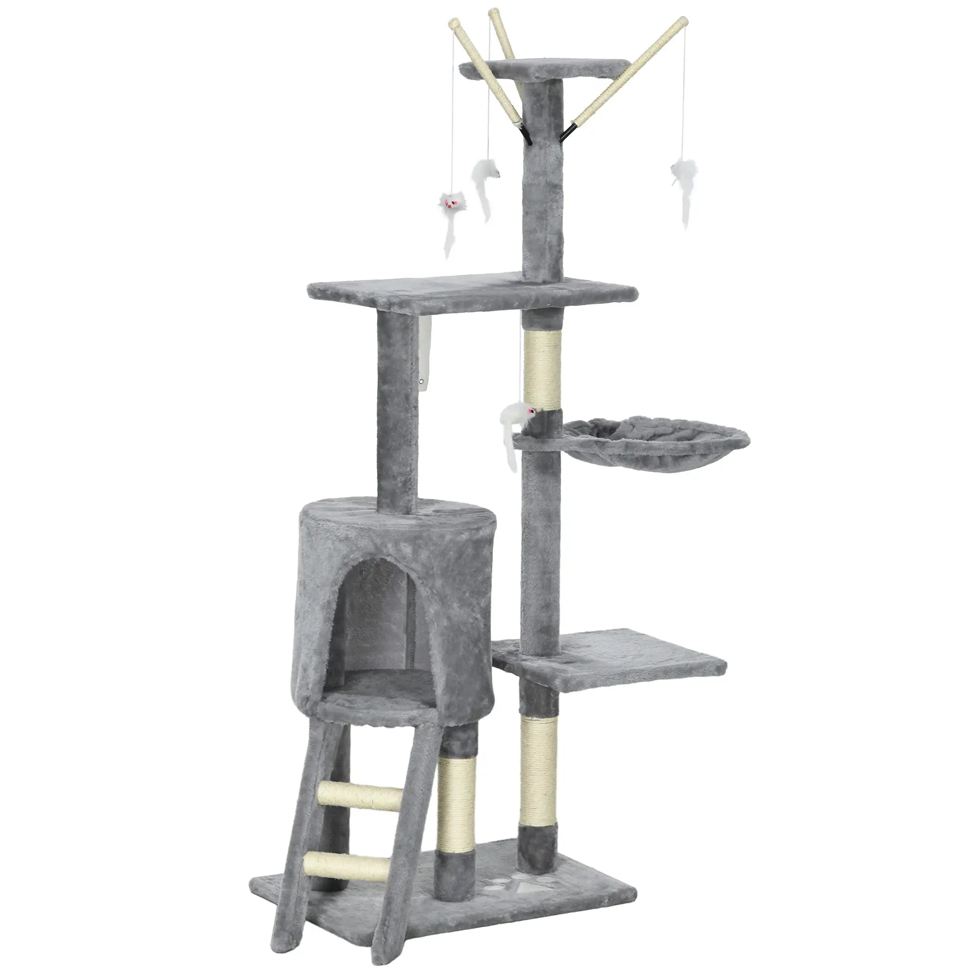 Nancy's Frassilongo Krabpaal - Kattenboom - Grijs - Pluche - ± 50 x 35 x 135 cm