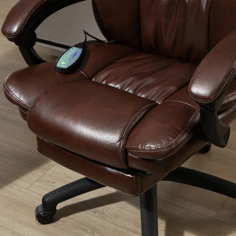 Nancy's Agrustos Massage Bureaustoel - Ergonomisch - Verstelbare Rugleuning - Voetsteun - Draaibaar - Bruin