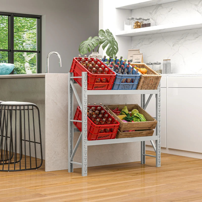 Étagère Nancy's Candelaria - Support pour caisses - 2 niveaux - Blanc - Acier - 110 x 30 x 110 cm