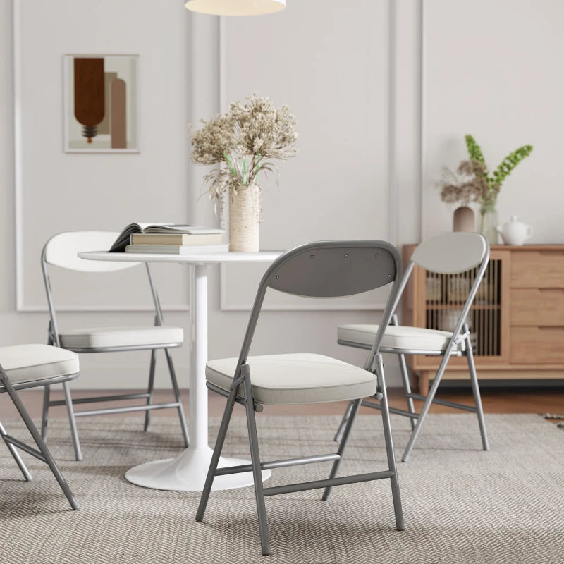 Nancy's Oliveri Klapstoelen - Set van 4 - Vouwstoel - Corduroy - Crèmewit