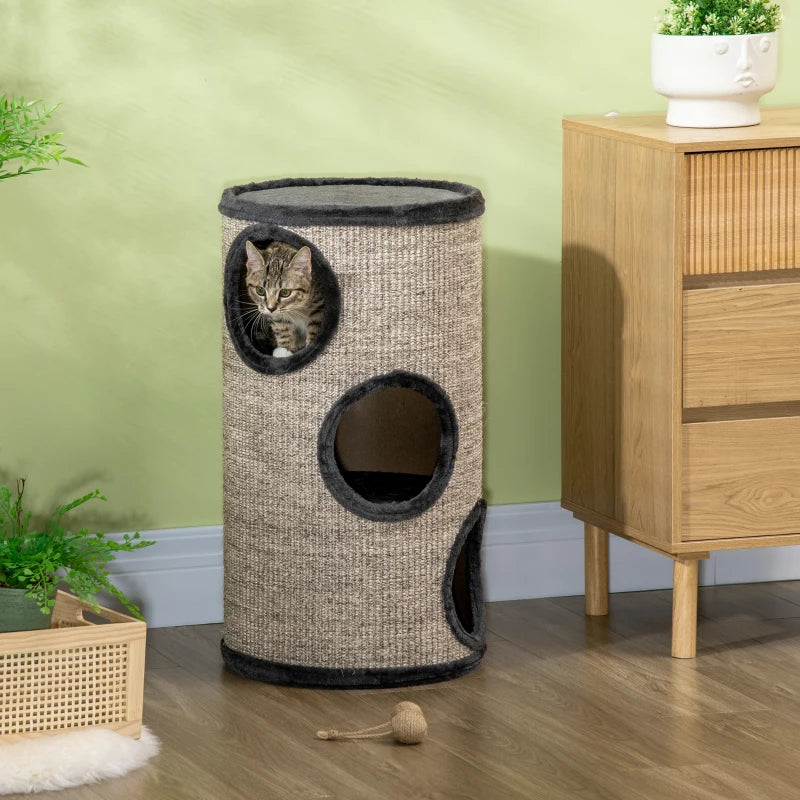 Griffoir Valpacos de Nancy - Grotte du Chat - Gris - Peluche - Ø 38 x 70 cm