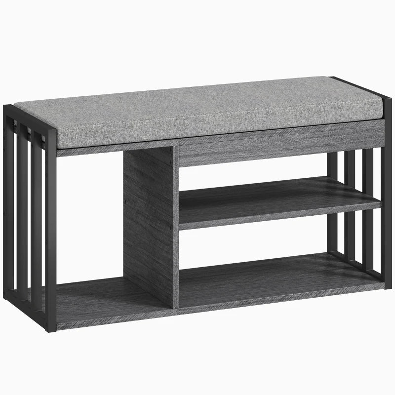 Nancy's Onore Schoenenbank - Schoenenrek - Opbergbank - Grijs - ± 85 x 30 x 45 cm