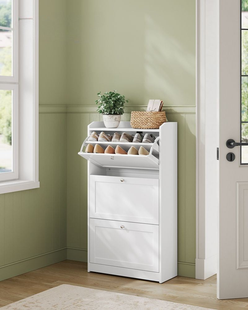 Nancy's Souto Schoenenkast - Schoenenrek - Wit - ± 60 x 25 x 110 cm