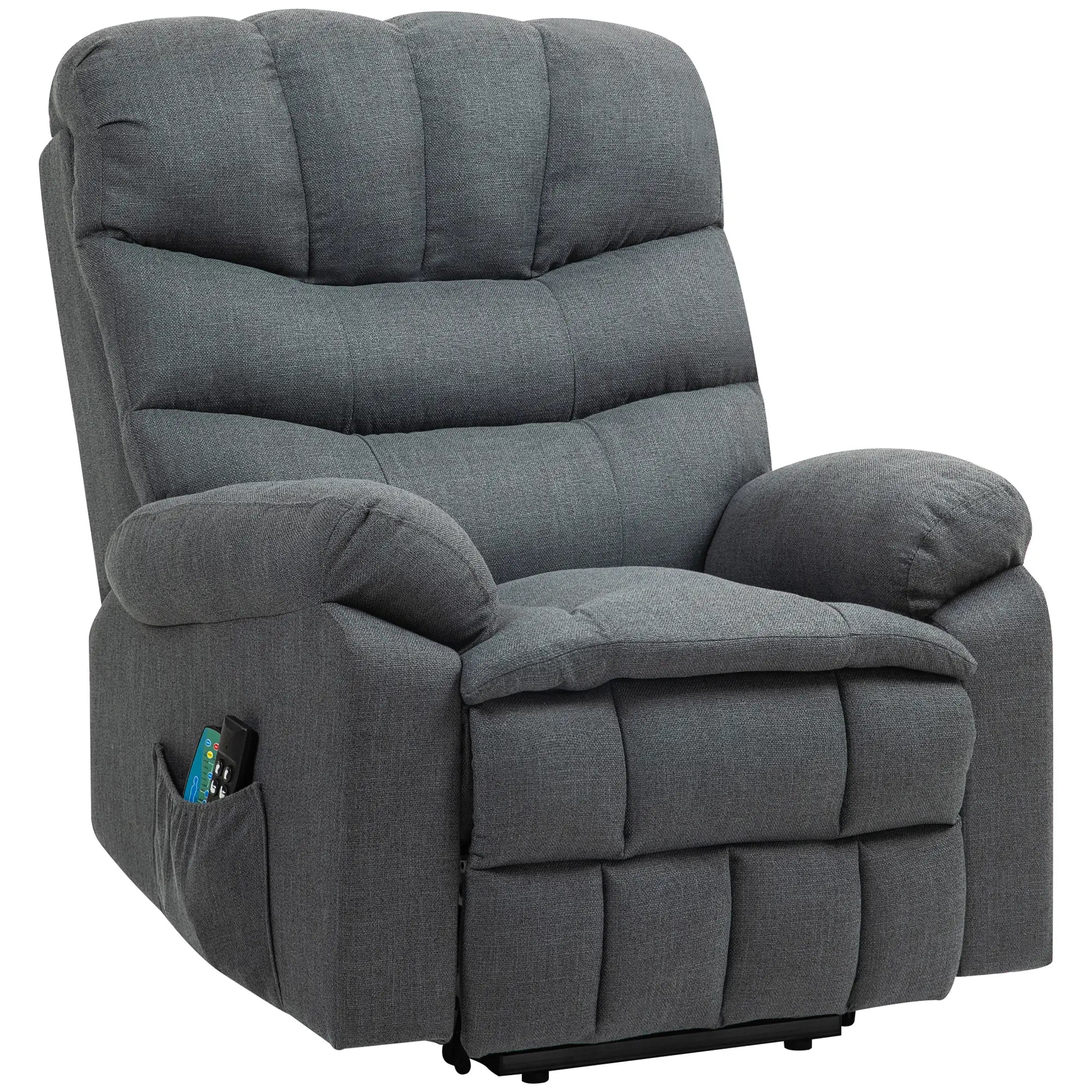 Nancy's Malgrate Sta op stoel - Seniorenstoel - Relaxfauteuil - Massagestoel - Grijs - Linnen