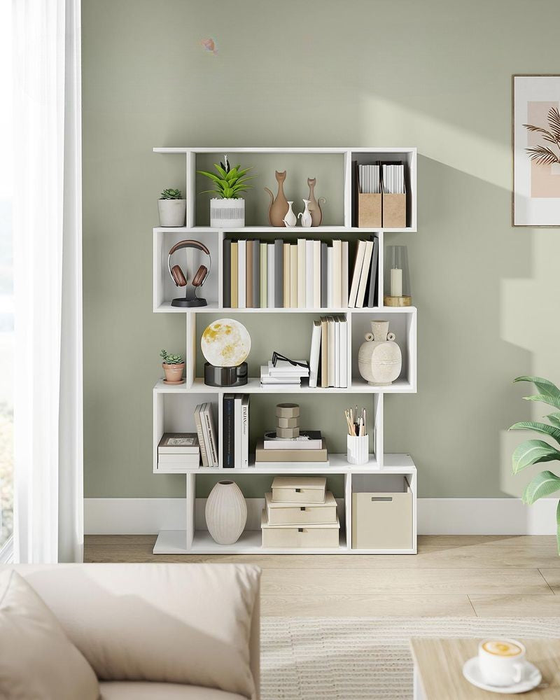 Nancy's Mesero Boekenkast - Opbergkast - Vitrinekast - S-vorm - Wit - ± 90 x 25 x 160 cm