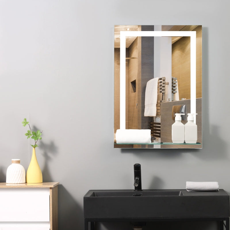 Miroir de salle de bain Nancy's Duffy avec éclairage, fonction anti-buée, intensité variable en continu, 1 étagère
