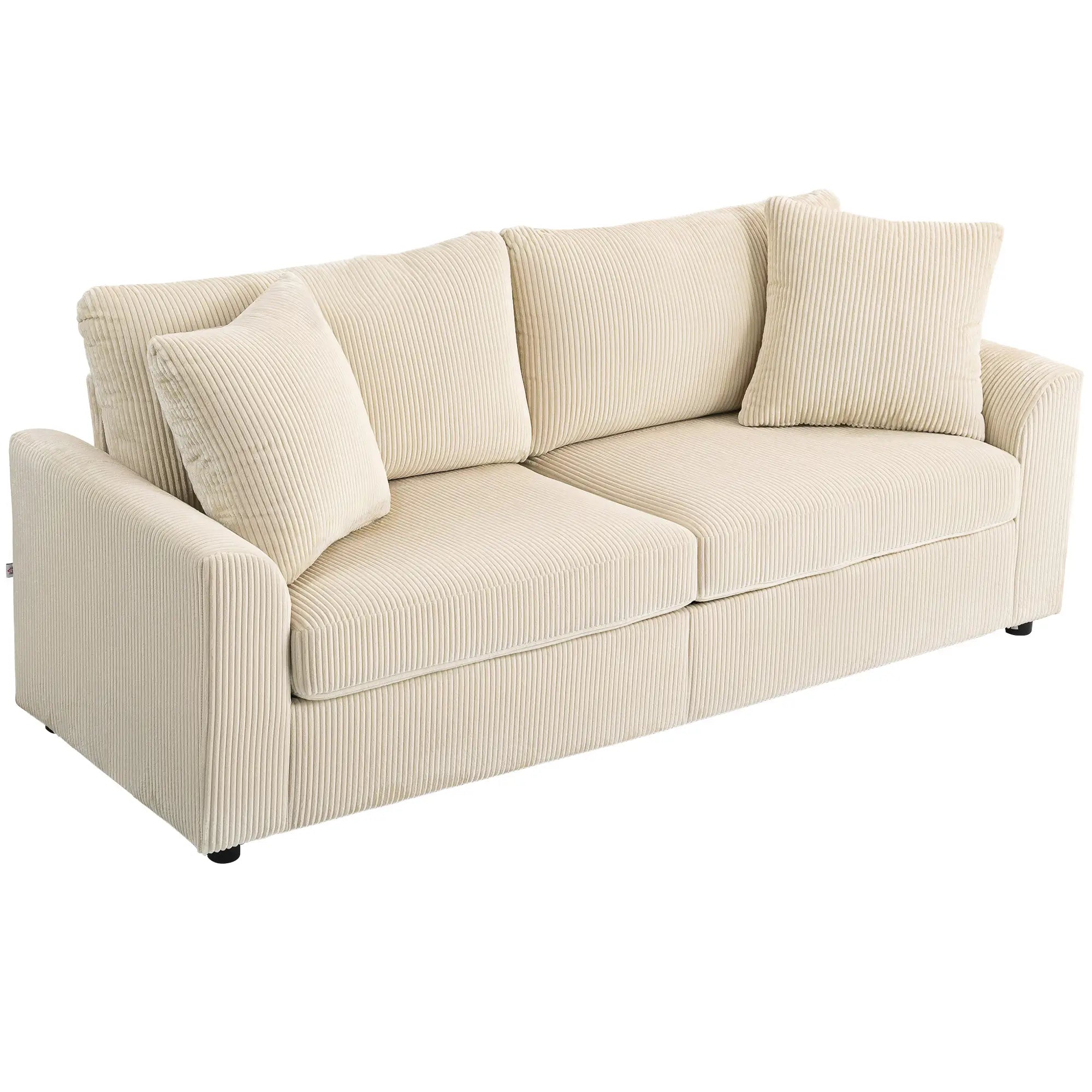 Nancy's Lauson 3-Zitsbank - Zitbank - Crèmewit - Corduroy - 210 x 80 x 90 cm