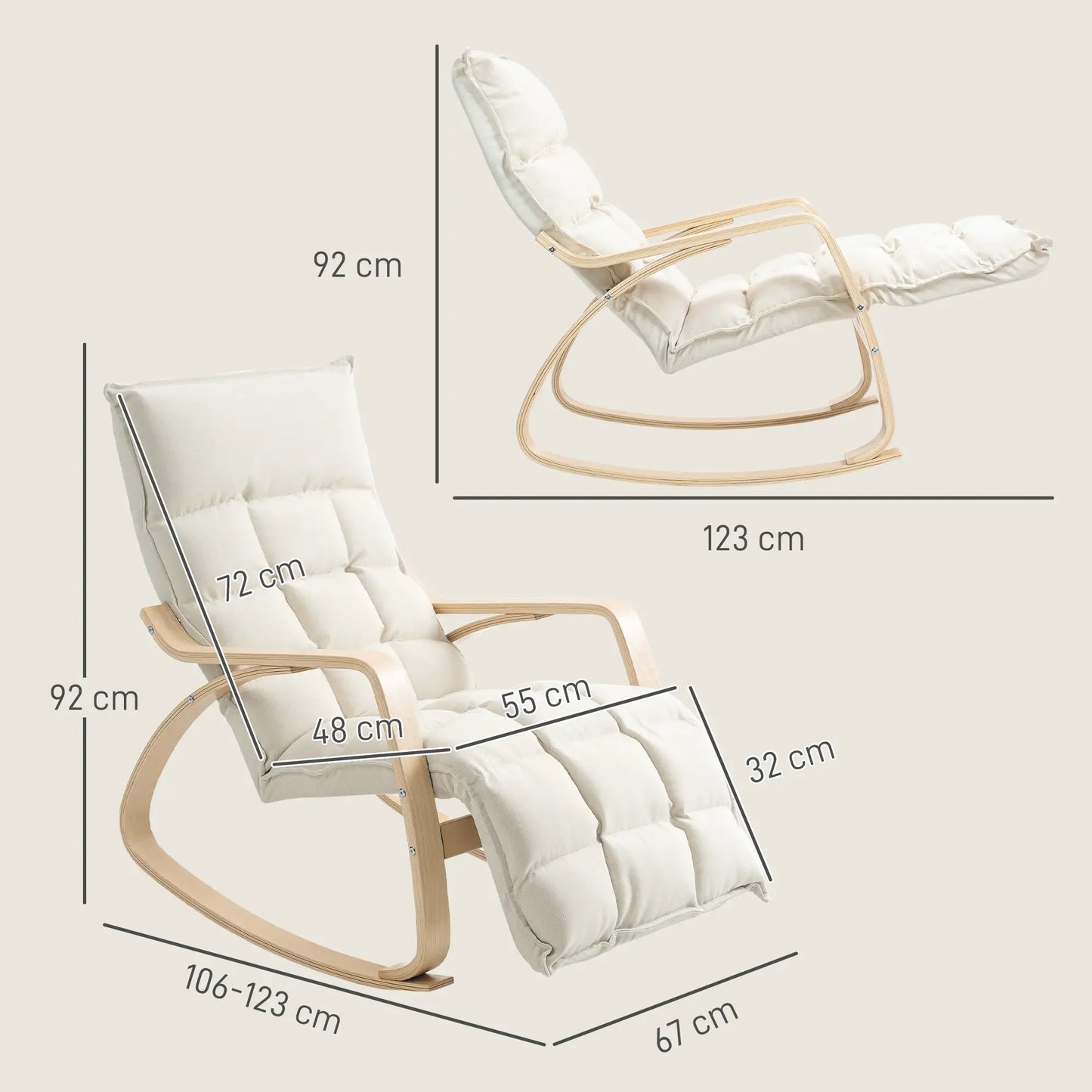 Nancy's Jesolo Schommelstoel - Relaxstoel - Loungestoel - Crèmewit - Linnen