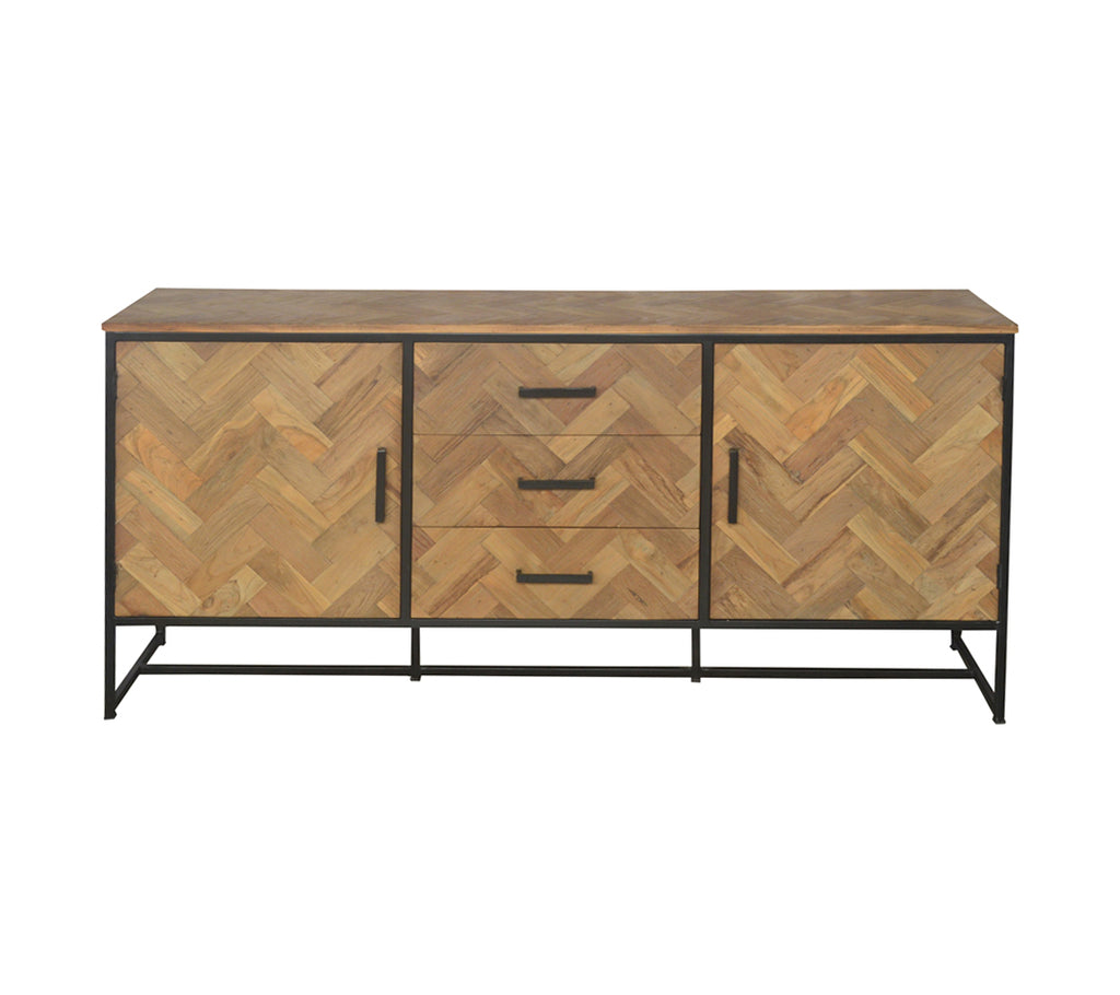 Livingfurn Accent dressoir - Teakhout - Naturel - 180x45x85cm