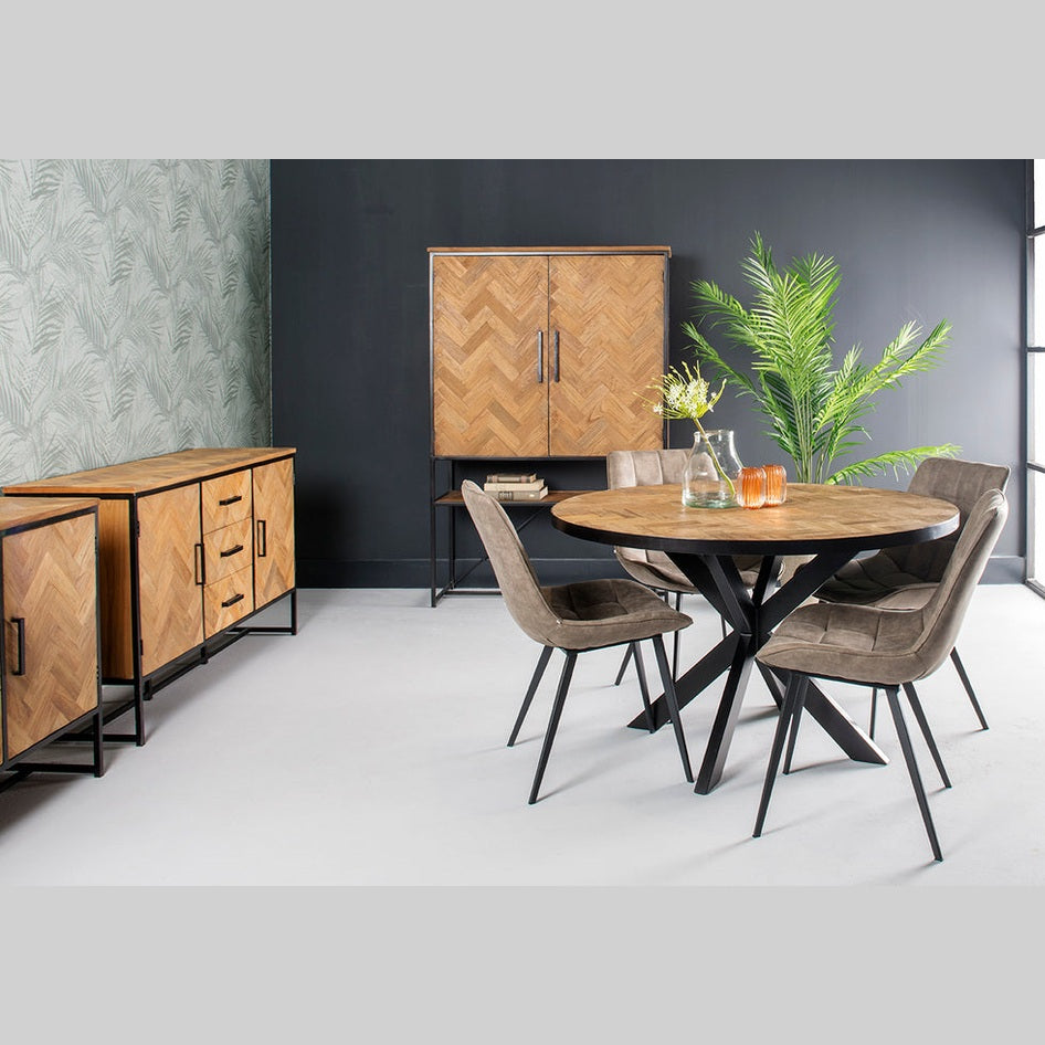 Livingfurn Accent Round eettafel - Teakhout - Naturel - 130x130x78cm