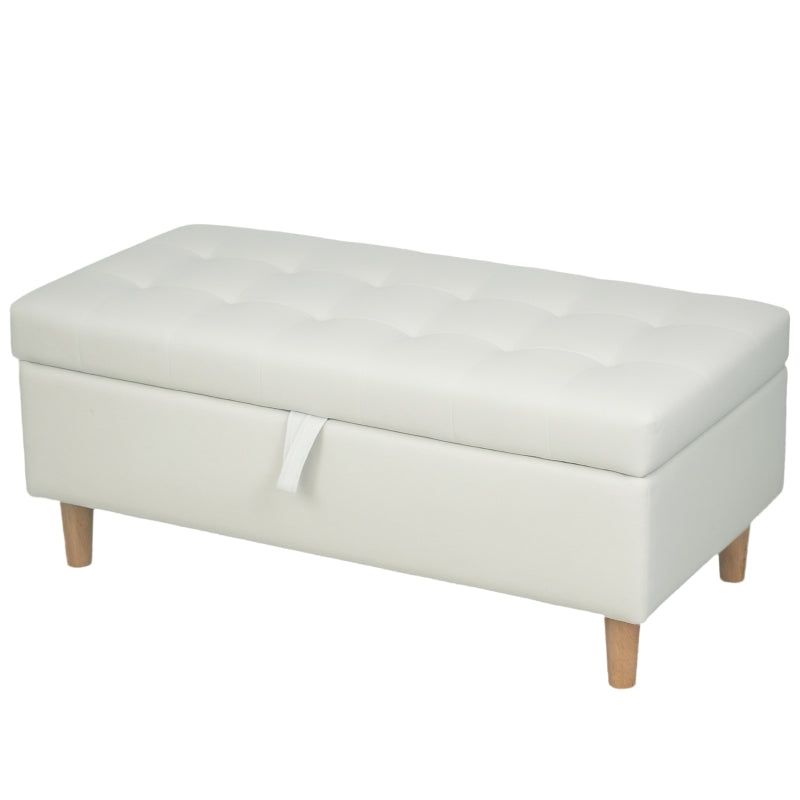 Nancy's Maresca Opbergbank - Bankje met opbergruimte - Crème Wit - Fluweel - ± 115 x 50 x 45 cm