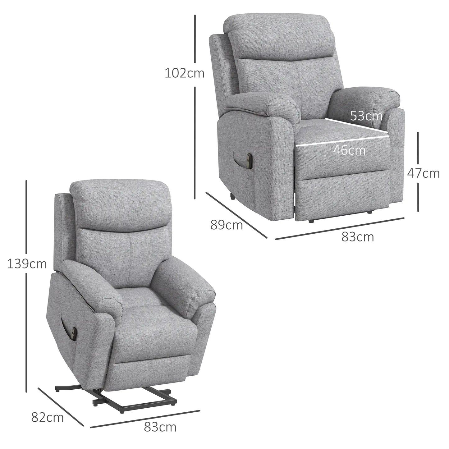 Nancy's Lanciano Sta op Stoel - Opsta Stoel - Seniorenstoel - Relaxfauteuil - Massagestoel - Grijs - Linnen