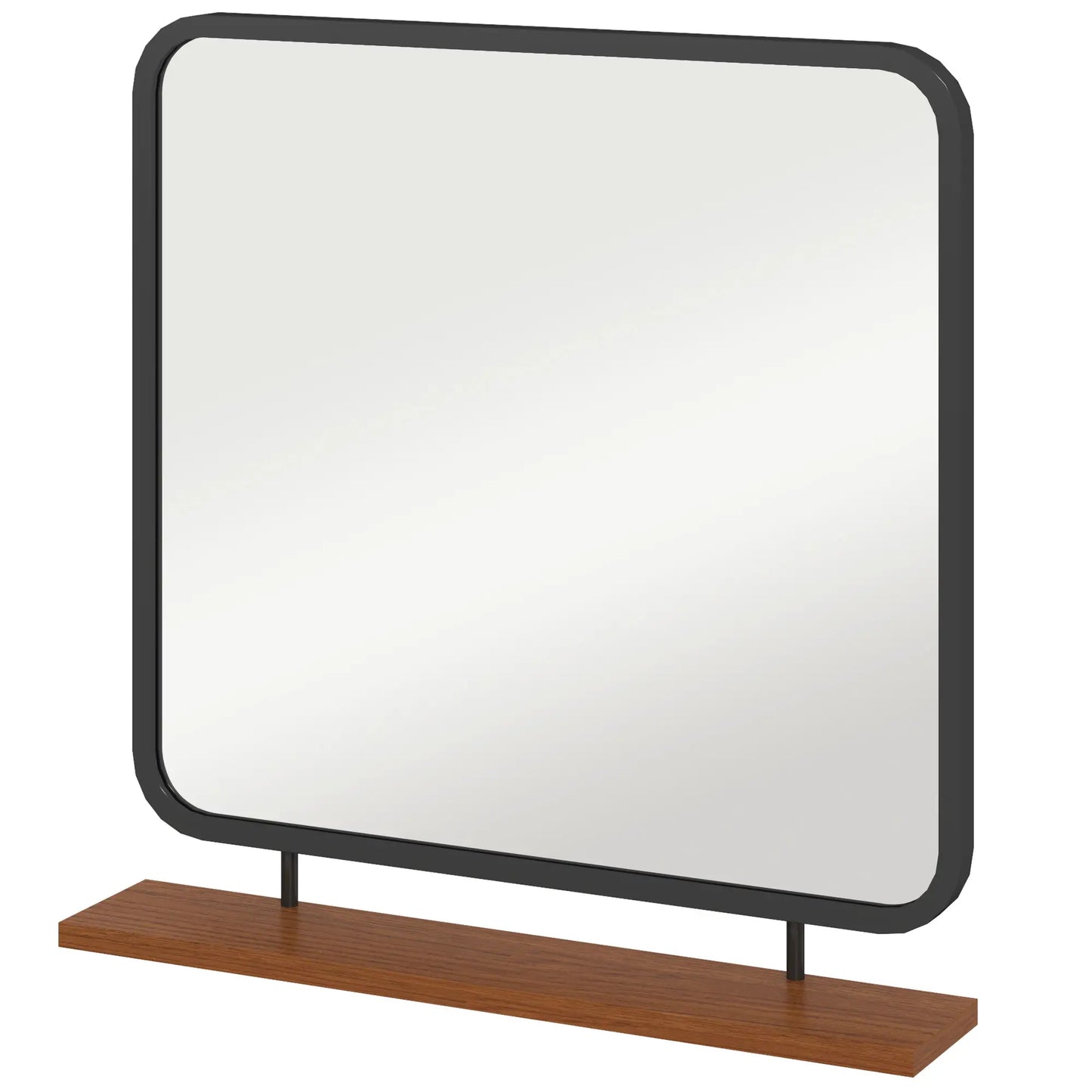 Nancy's Freixo Spiegel - Wandspiegel - Hangspiegel - Zwart - Staal/Glas/Hout - ± 55 x 55 mc