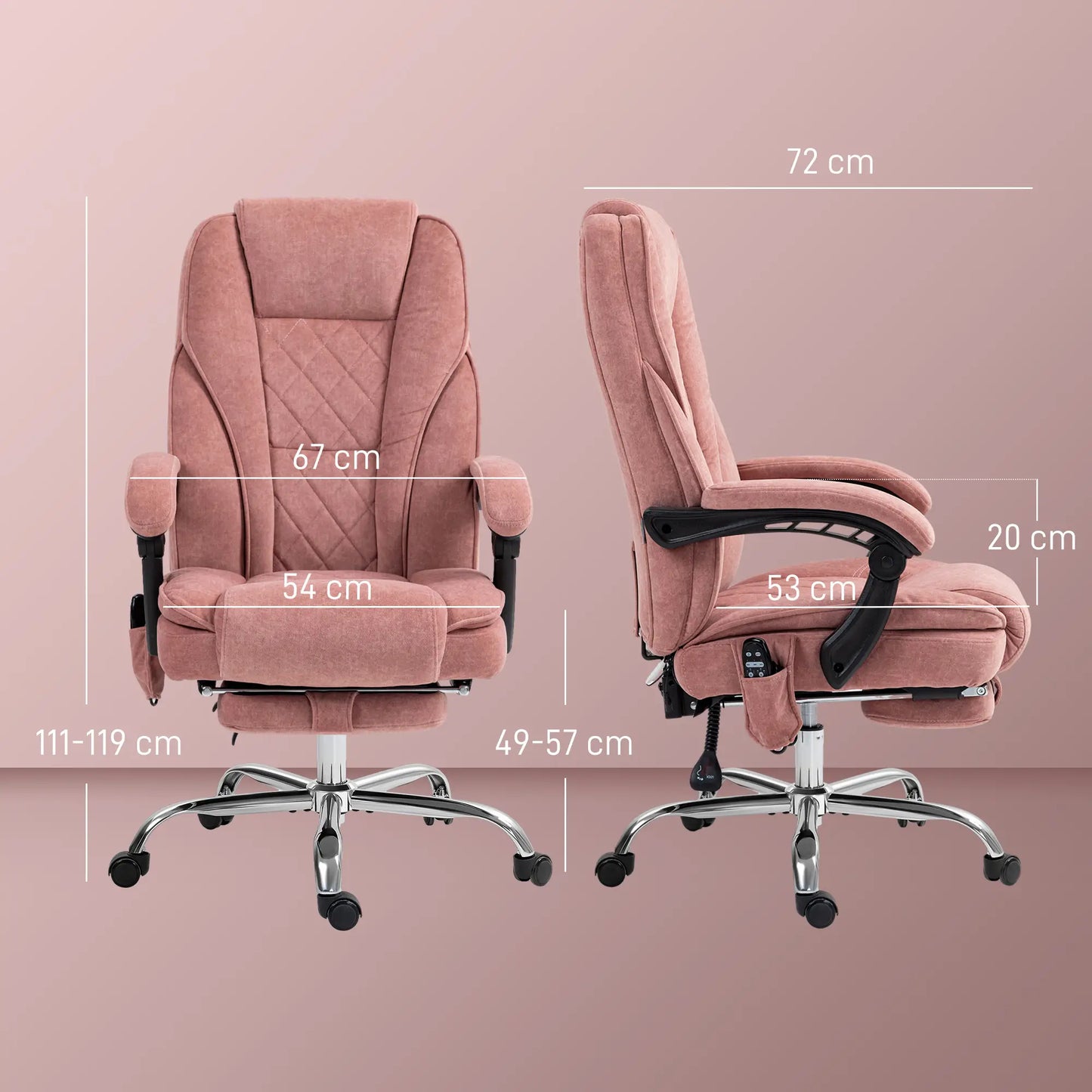 Nancy's Jelsi Massage Bureaustoel - Massagekantoorstoel - Trilmassage en warmte - Roze - Suede