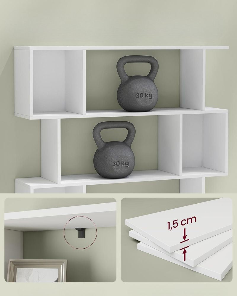 Nancy's Mesero Boekenkast - Opbergkast - Vitrinekast - S-vorm - Wit - ± 90 x 25 x 160 cm