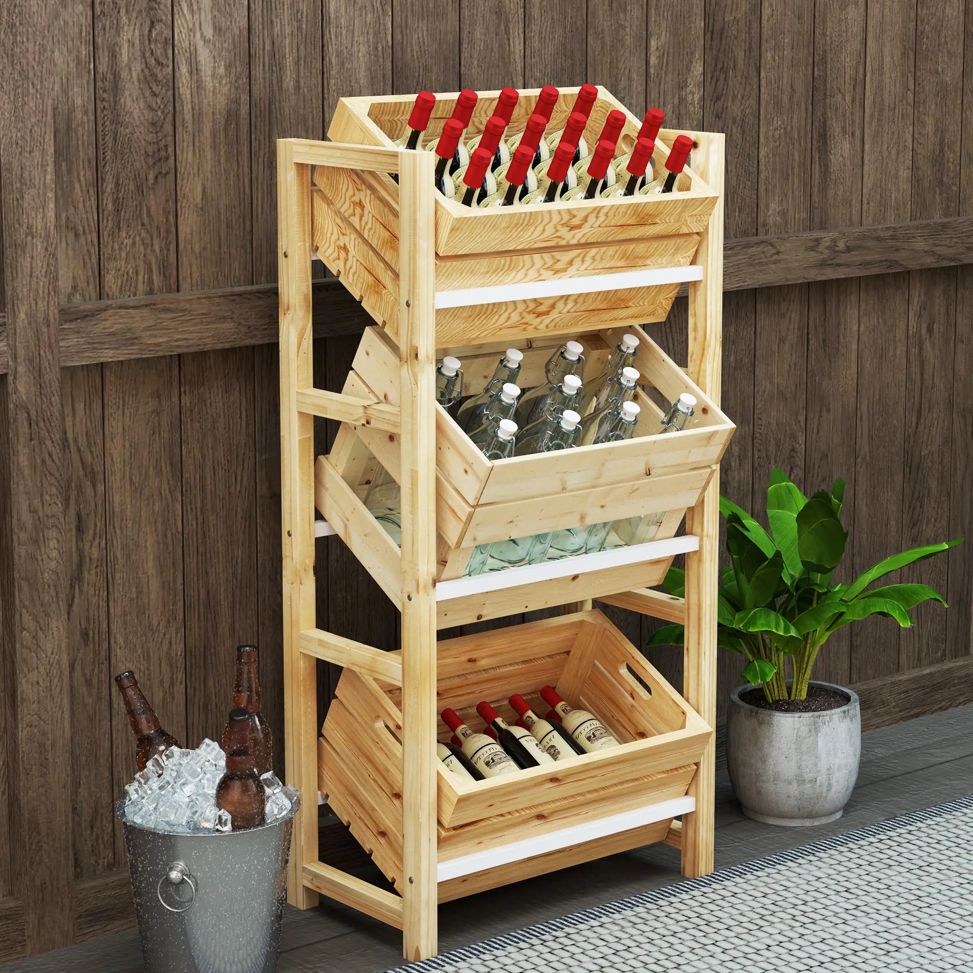 Nancy's Cles Krattenrek - 3-Laags - Dennenhout - ± 55 x 30 x 110 cm