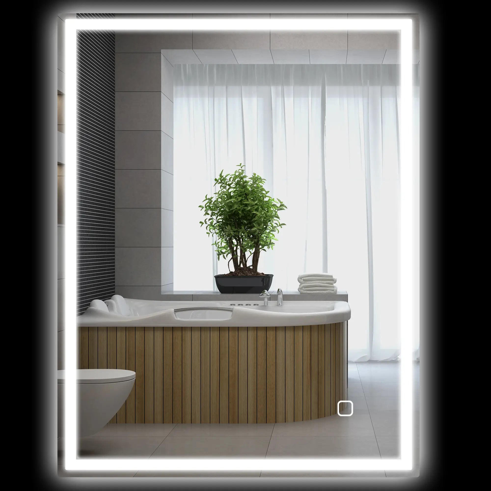 Nancy's Gignod Badkamerspiegel - Spiegel met LED-Verlichting - Anticondensfunctie - Zilver - 90 x 70 cm