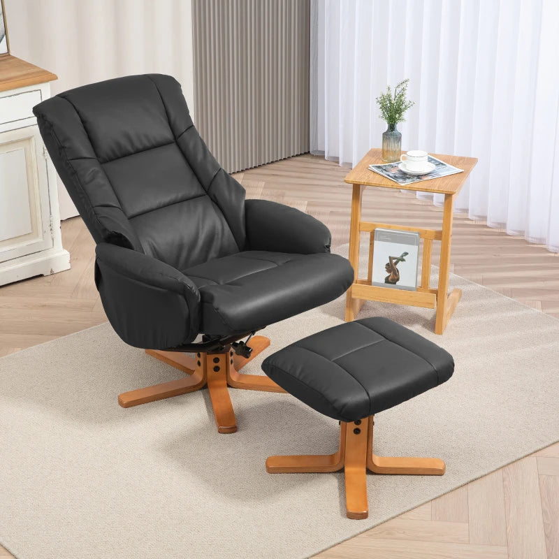 Nancy's Candoso Relaxing armchair - Relaxing chair - Adjustable backrest - Rocking function - Black - Faux leather / Wood