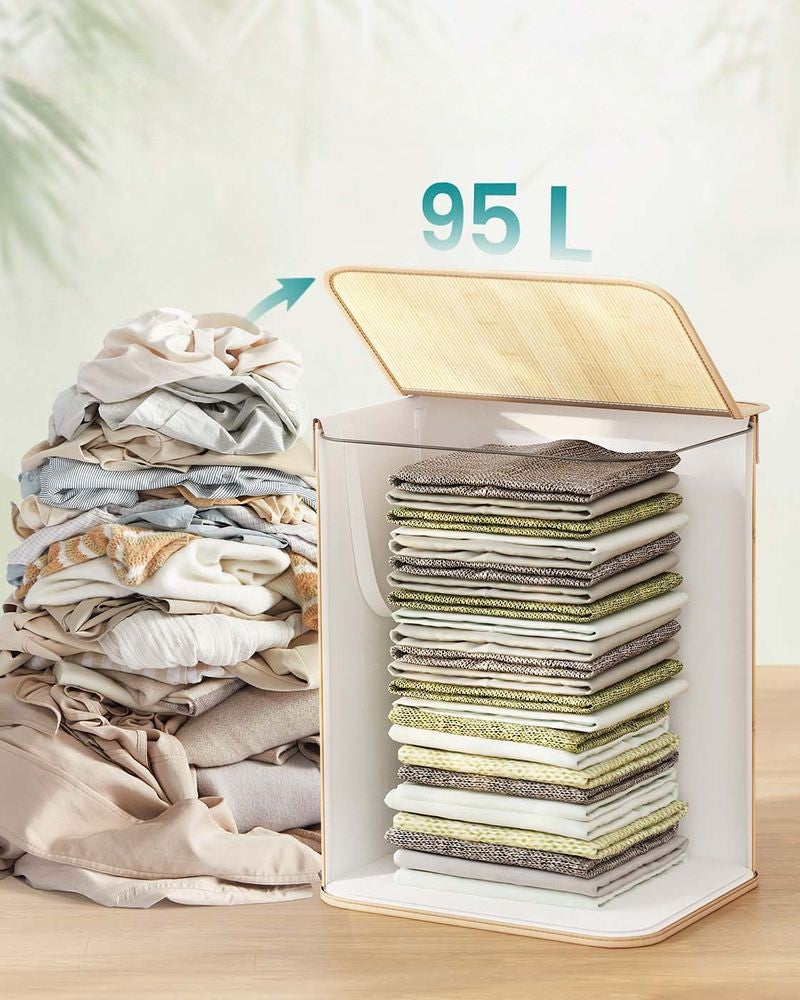 Nancy's Micigliano Wasmand - Wasbox - Uitneembare Waszak - Bamboe - 95 Liter