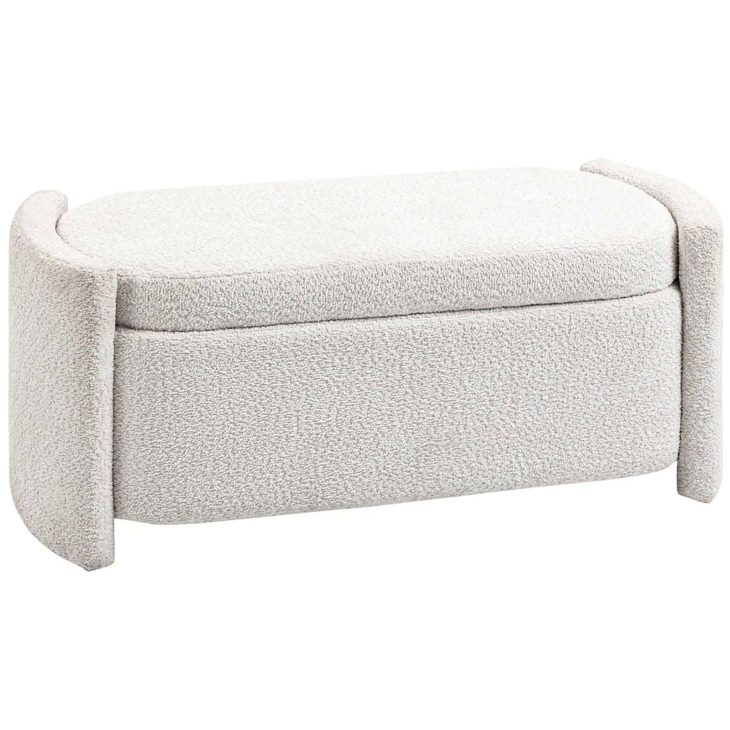 Nancy's Ferriere Opbergbank - Poef met Opbergruimte - Crème - Teddyfluweel - ± 105 x 45 x 45 cm