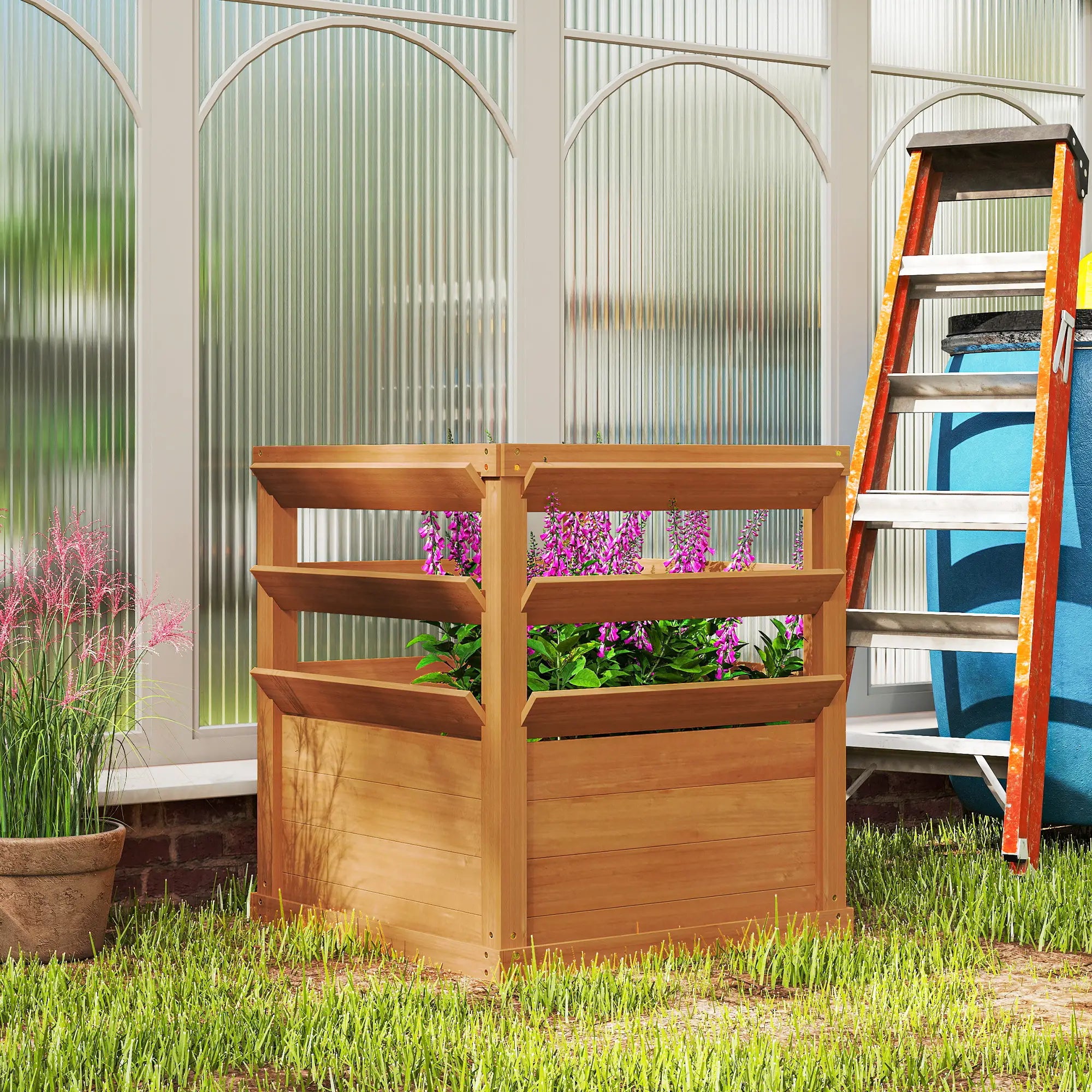 Nancy's Guarcino Plantenbak - Bloembak - Dennenhout - ± 65 x 65 x 75 cm