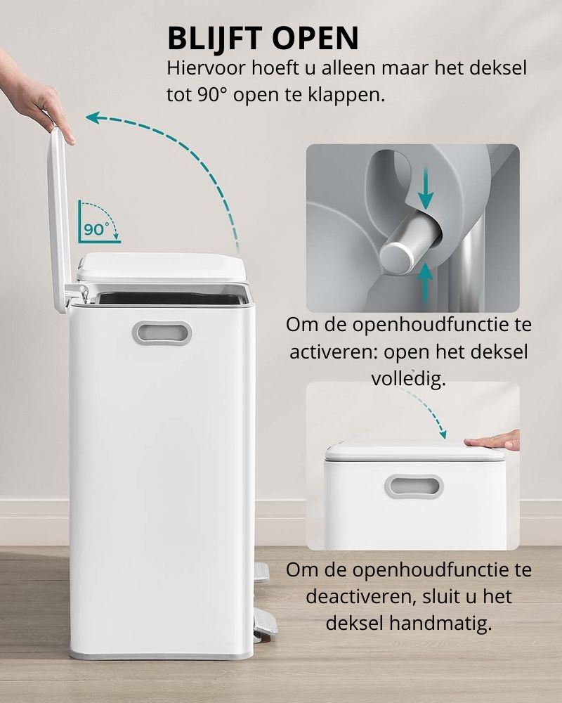 Nancy's Osoppo Afvalscheidingsprullenbak - Afvalbak - Pedaalemmer - Afval Scheiden - Wit - 2 x 30 Liter